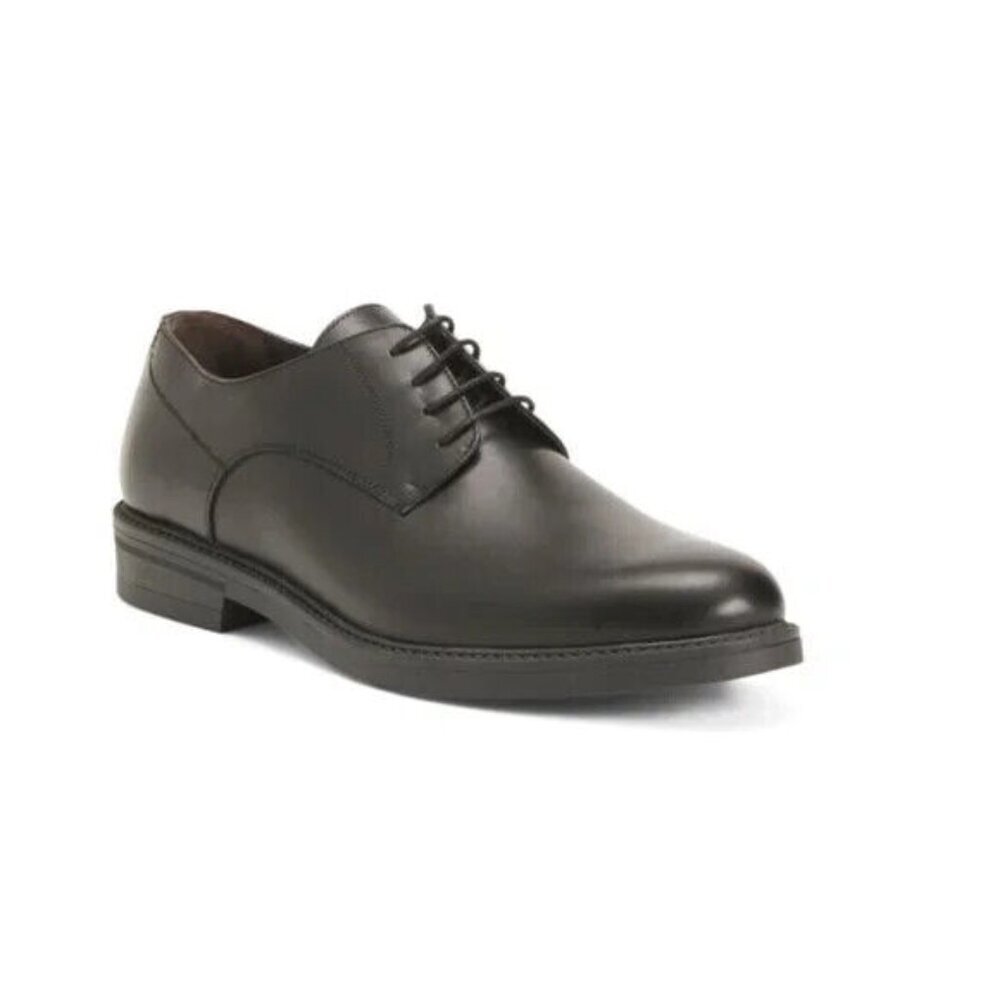 Derossi Dress Oxfords Men Black Leather Lace Up Cap Toe Rubber Sole Classic